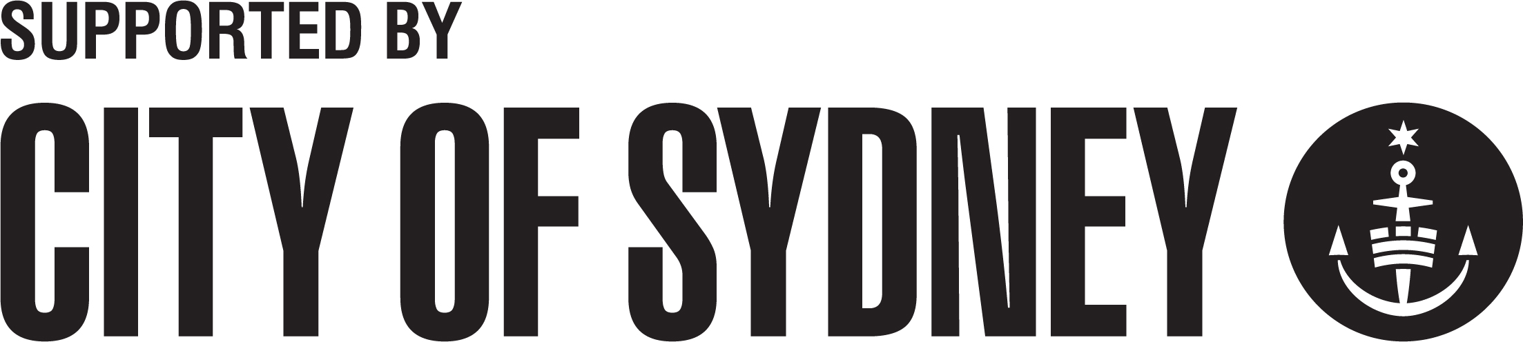 City of Sydney - supported by - Small Black - Horizontal